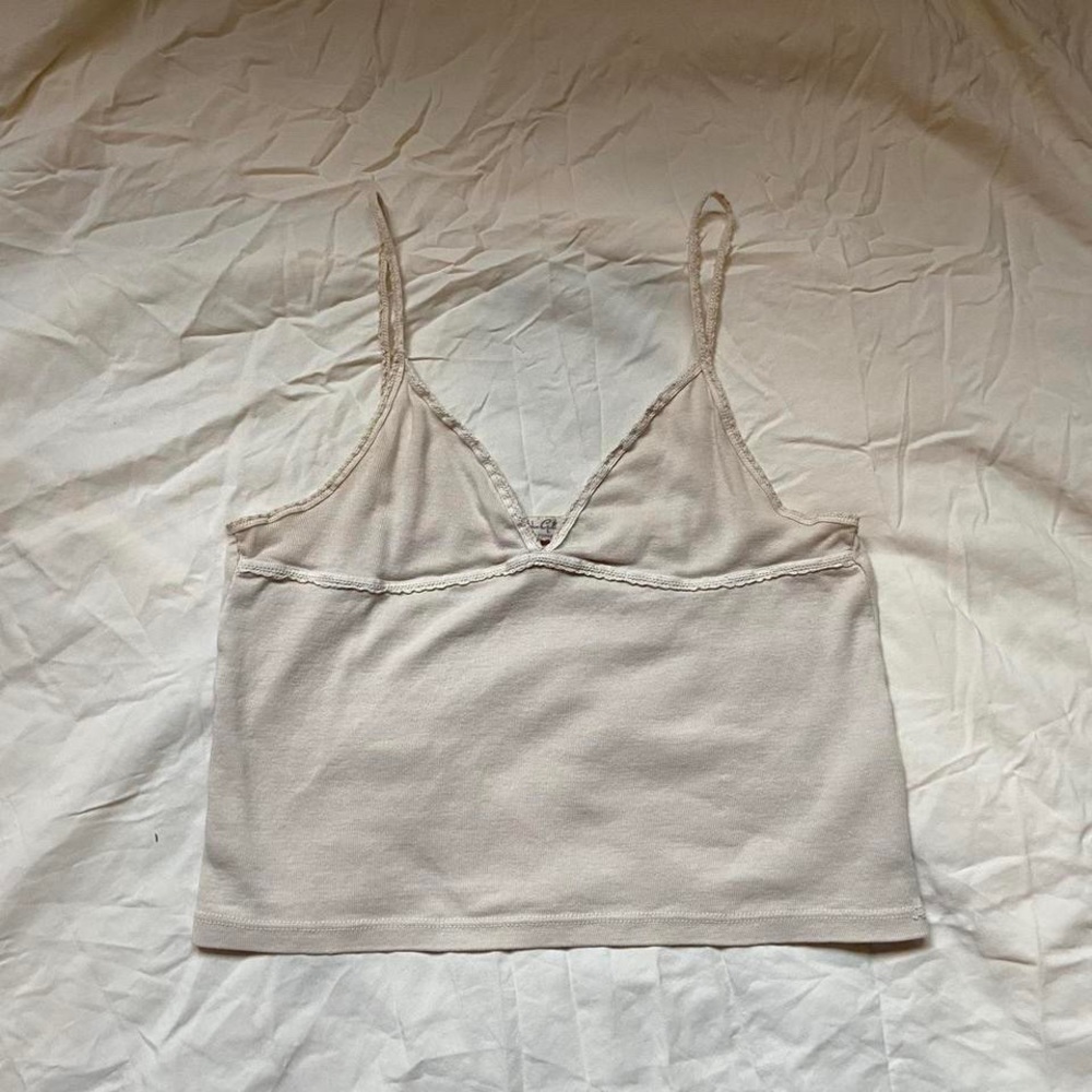 Brandy Melville Off-white/cream triangle lace tank